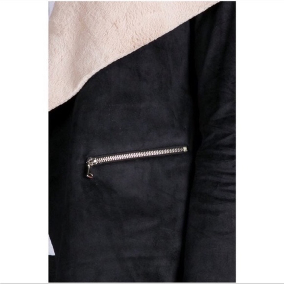 NEW FAUX SHERPA BLACK MOTOR JACKET SIZE S - Picture 4 of 8